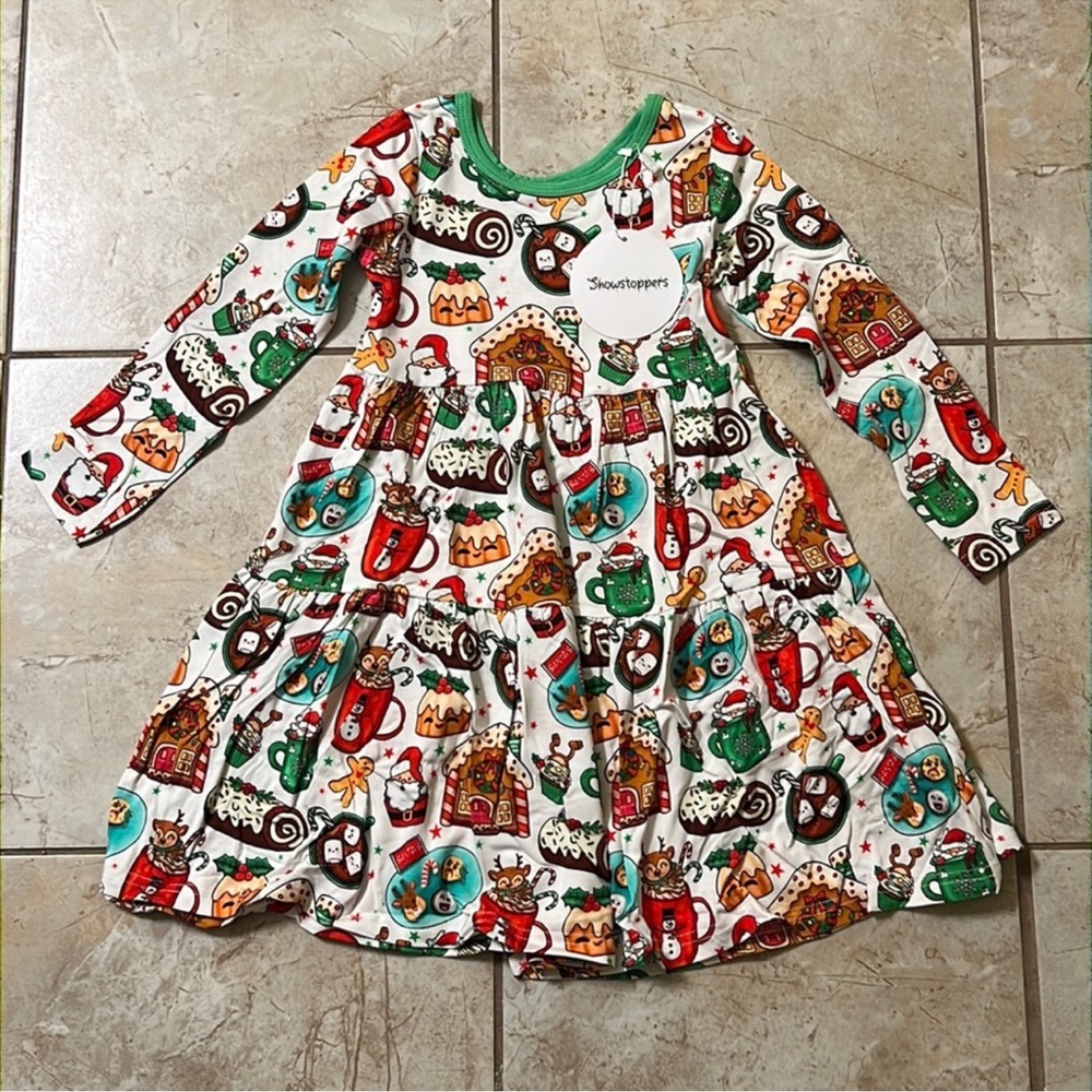 Girls 4T Christmas Dress • NWT Holiday Twirl Dress • Gingerbread Print
